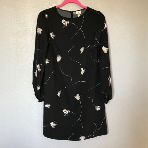 NWT A New Day Floral Print Long Sleeve Dress Black sz XS - Picture 3 of 6